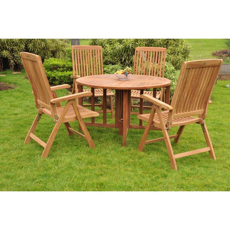 Harney 4 Person Round Teak Outdoor Dining Set